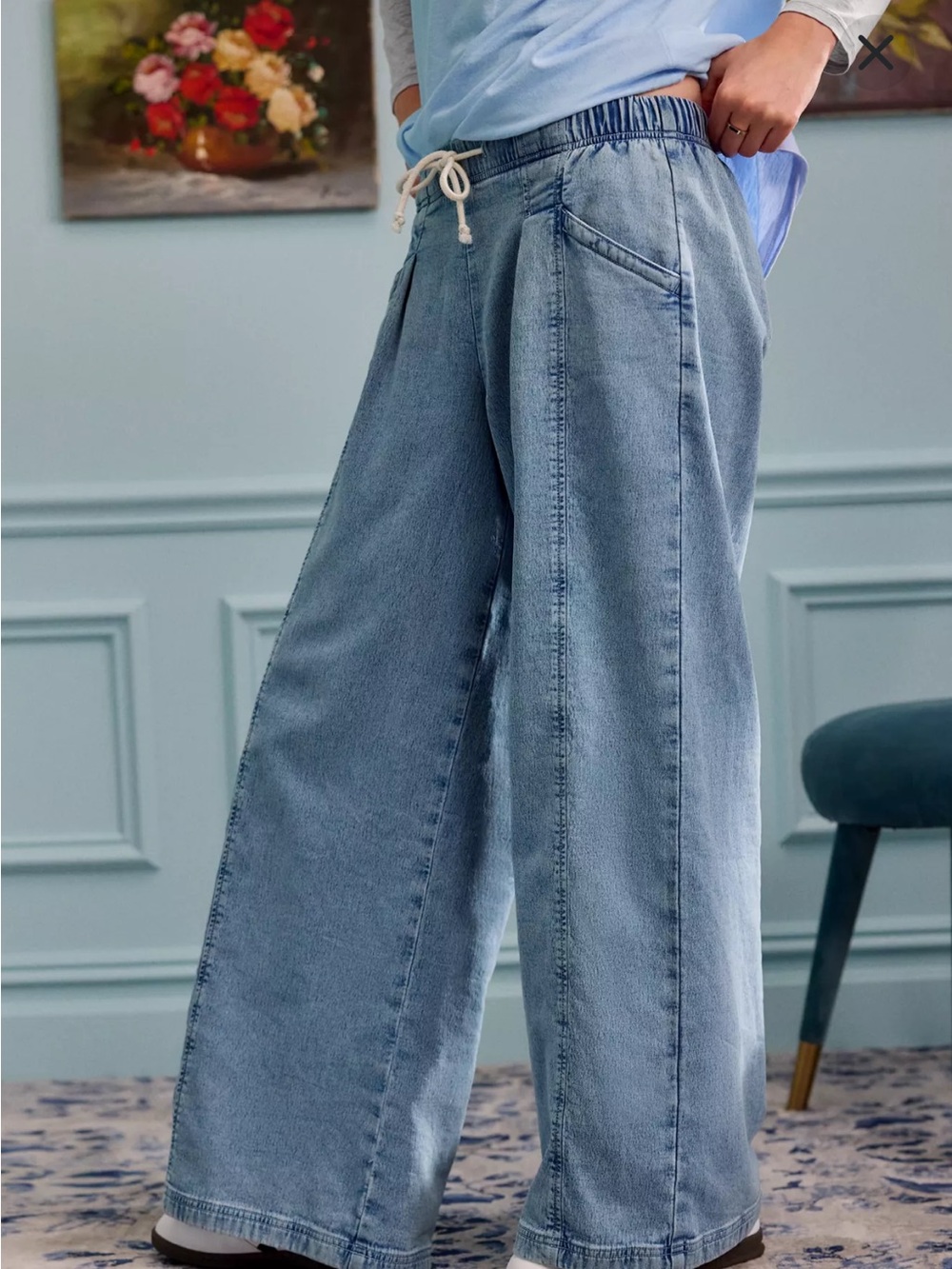 Aerie daydream stretch denim elastic waist drawstring jeans XL